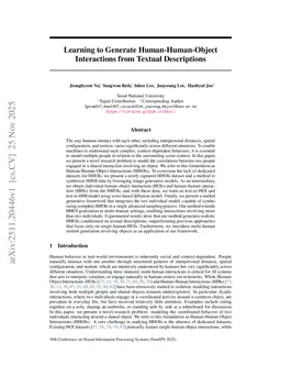 Learning to Generate Human-Human-Object Interactions from Textual Descriptions