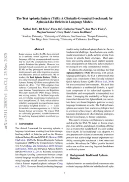 The Text Aphasia Battery (TAB): A Clinically-Grounded Benchmark for Aphasia-Like Deficits in Language Models