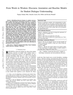 From Words to Wisdom: Discourse Annotation and Baseline Models for Student Dialogue Understanding