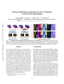 3D-Aware Multi-Task Learning with Cross-View Correlations for Dense Scene Understanding