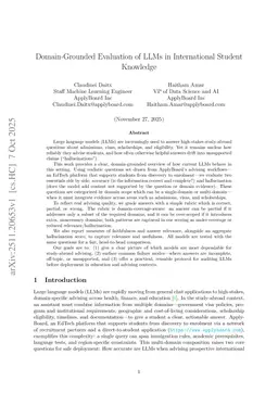 Domain-Grounded Evaluation of LLMs in International Student Knowledge