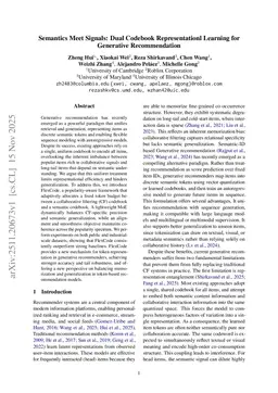 Semantics Meet Signals: Dual Codebook Representationl Learning for Generative Recommendation