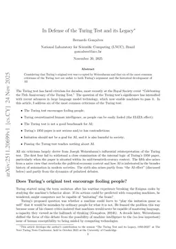 In Defense of the Turing Test and its Legacy
