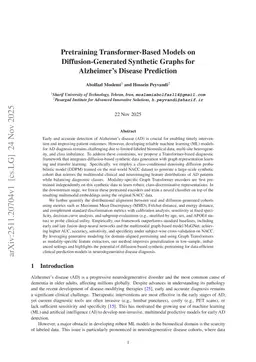 Pretraining Transformer-Based Models on Diffusion-Generated Synthetic Graphs for Alzheimer's Disease Prediction