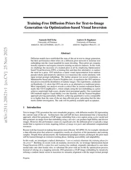 Training-Free Diffusion Priors for Text-to-Image Generation via Optimization-based Visual Inversion