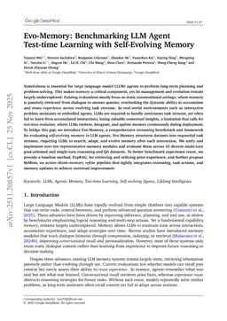Evo-Memory: Benchmarking LLM Agent Test-time Learning with Self-Evolving Memory