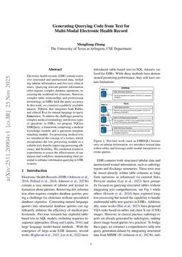 Generating Querying Code from Text for Multi-Modal Electronic Health Record