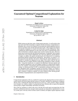Guaranteed Optimal Compositional Explanations for Neurons