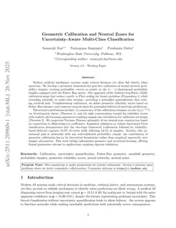 Geometric Calibration and Neutral Zones for Uncertainty-Aware Multi-Class Classification