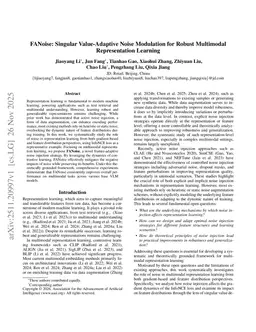 FANoise: Singular Value-Adaptive Noise Modulation for Robust Multimodal Representation Learning