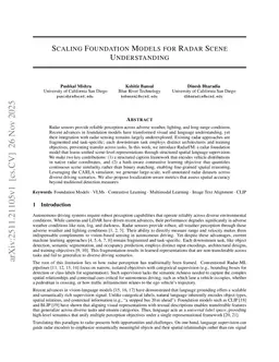 Scaling Foundation Models for Radar Scene Understanding