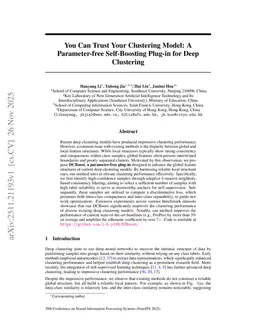 You Can Trust Your Clustering Model: A Parameter-free Self-Boosting Plug-in for Deep Clustering