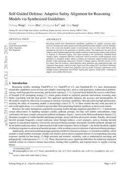 Self-Guided Defense: Adaptive Safety Alignment for Reasoning Models via Synthesized Guidelines
