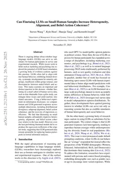 Can Finetuing LLMs on Small Human Samples Increase Heterogeneity, Alignment, and Belief-Action Coherence?