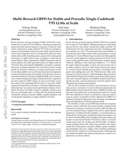 Multi-Reward GRPO for Stable and Prosodic Single-Codebook TTS LLMs at Scale
