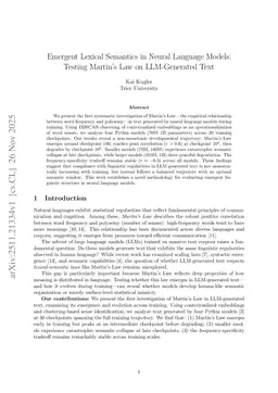 Emergent Lexical Semantics in Neural Language Models: Testing Martin's Law on LLM-Generated Text