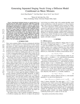 Generating Separated Singing Vocals Using a Diffusion Model Conditioned on Music Mixtures