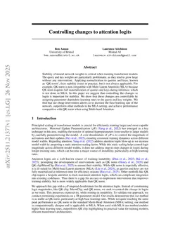 Controlling changes to attention logits