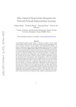 Odin: Oriented Dual-module Integration for Text-rich Network Representation Learning