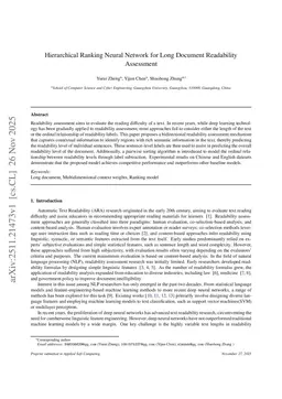 Hierarchical Ranking Neural Network for Long Document Readability Assessment