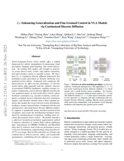 $\mathcal{E}_0$: Enhancing Generalization and Fine-Grained Control in VLA Models via Continuized Discrete Diffusion