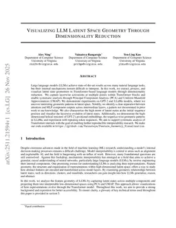 Visualizing LLM Latent Space Geometry Through Dimensionality Reduction