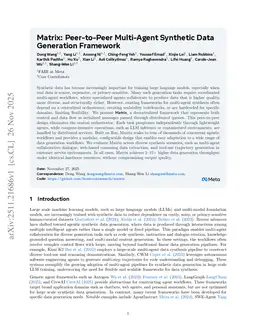 Matrix: Peer-to-Peer Multi-Agent Synthetic Data Generation Framework