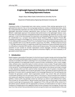 A Lightweight Approach to Detection of AI-Generated Texts Using Stylometric Features