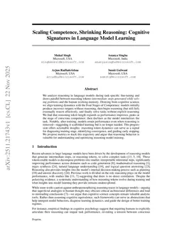Scaling Competence, Shrinking Reasoning: Cognitive Signatures in Language Model Learning