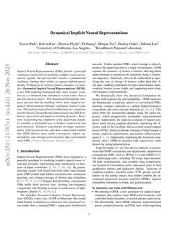 Dynamical Implicit Neural Representations