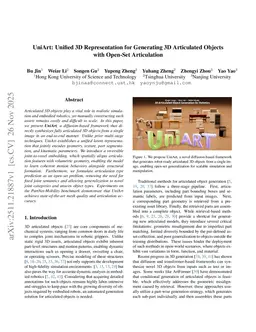 UniArt: Unified 3D Representation for Generating 3D Articulated Objects with Open-Set Articulation