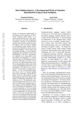 Start Making Sense(s): A Developmental Probe of Attention Specialization Using Lexical Ambiguity