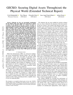 GECKO: Securing Digital Assets Through(out) the Physical World (Extended Technical Report)