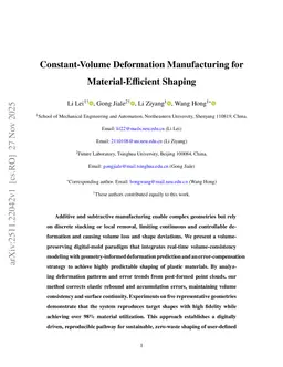 Volume-Consistent Kneading-Based Deformation Manufacturing for Material-Efficient Shaping