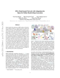 DNA: Dual-branch Network with Adaptation for Open-Set Online Handwriting Generation