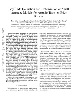 TinyLLM: Evaluation and Optimization of Small Language Models for Agentic Tasks on Edge Devices