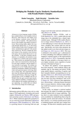 Bridging the Modality Gap by Similarity Standardization with Pseudo-Positive Samples