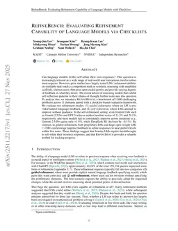 RefineBench: Evaluating Refinement Capability of Language Models via Checklists