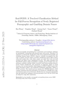 Real-PGDN: A Two-level Classification Method for Full-Process Recognition of Newly Registered Pornographic and Gambling Domain Names