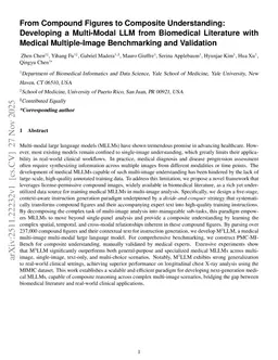 From Compound Figures to Composite Understanding: Developing a Multi-Modal LLM from Biomedical Literature with Medical Multiple-Image Benchmarking and Validation