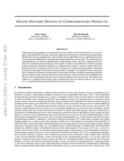 Online Dynamic Pricing of Complementary Products
