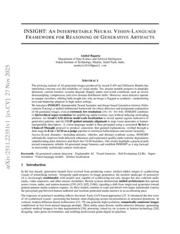 INSIGHT: An Interpretable Neural Vision-Language Framework for Reasoning of Generative Artifacts