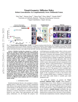 Visual-Geometry Diffusion Policy: Robust Generalization via Complementarity-Aware Multimodal Fusion
