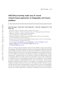 AdS/Deep-Learning made easy II: neural network-based approaches to holography and inverse problems