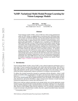 VaMP: Variational Multi-Modal Prompt Learning for Vision-Language Models