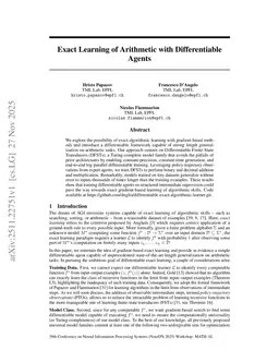 Exact Learning of Arithmetic with Differentiable Agents