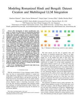 Modeling Romanized Hindi and Bengali: Dataset Creation and Multilingual LLM Integration