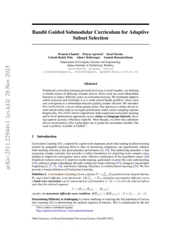 Bandit Guided Submodular Curriculum for Adaptive Subset Selection