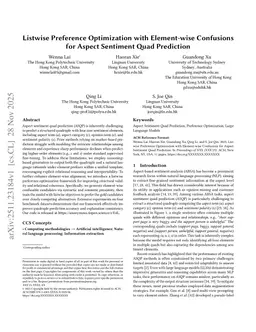 Listwise Preference Optimization with Element-wise Confusions for Aspect Sentiment Quad Prediction