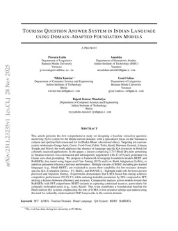 Tourism Question Answer System in Indian Language using Domain-Adapted Foundation Models